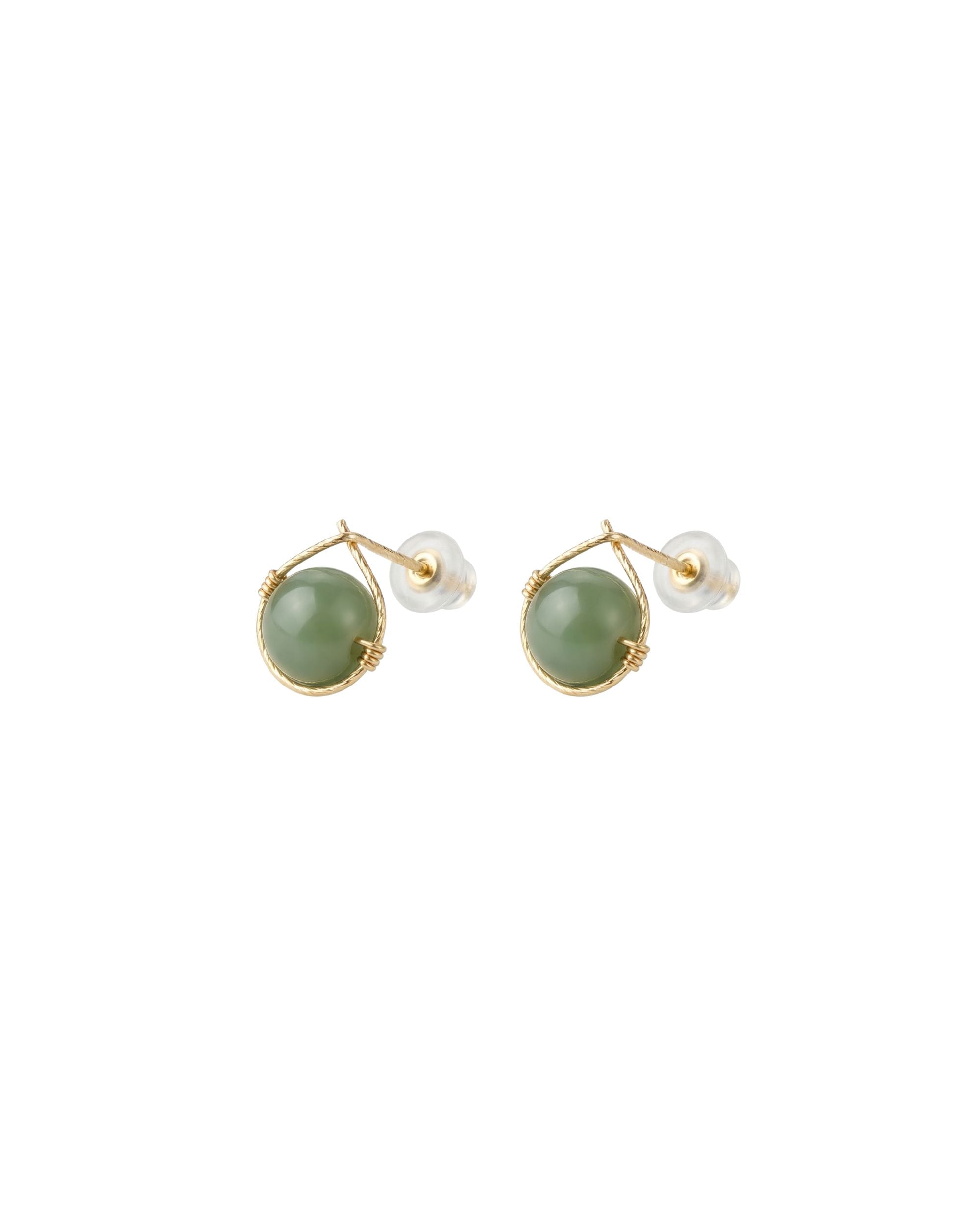 seree - Sydney — Green Jade Bead Stud Earrings