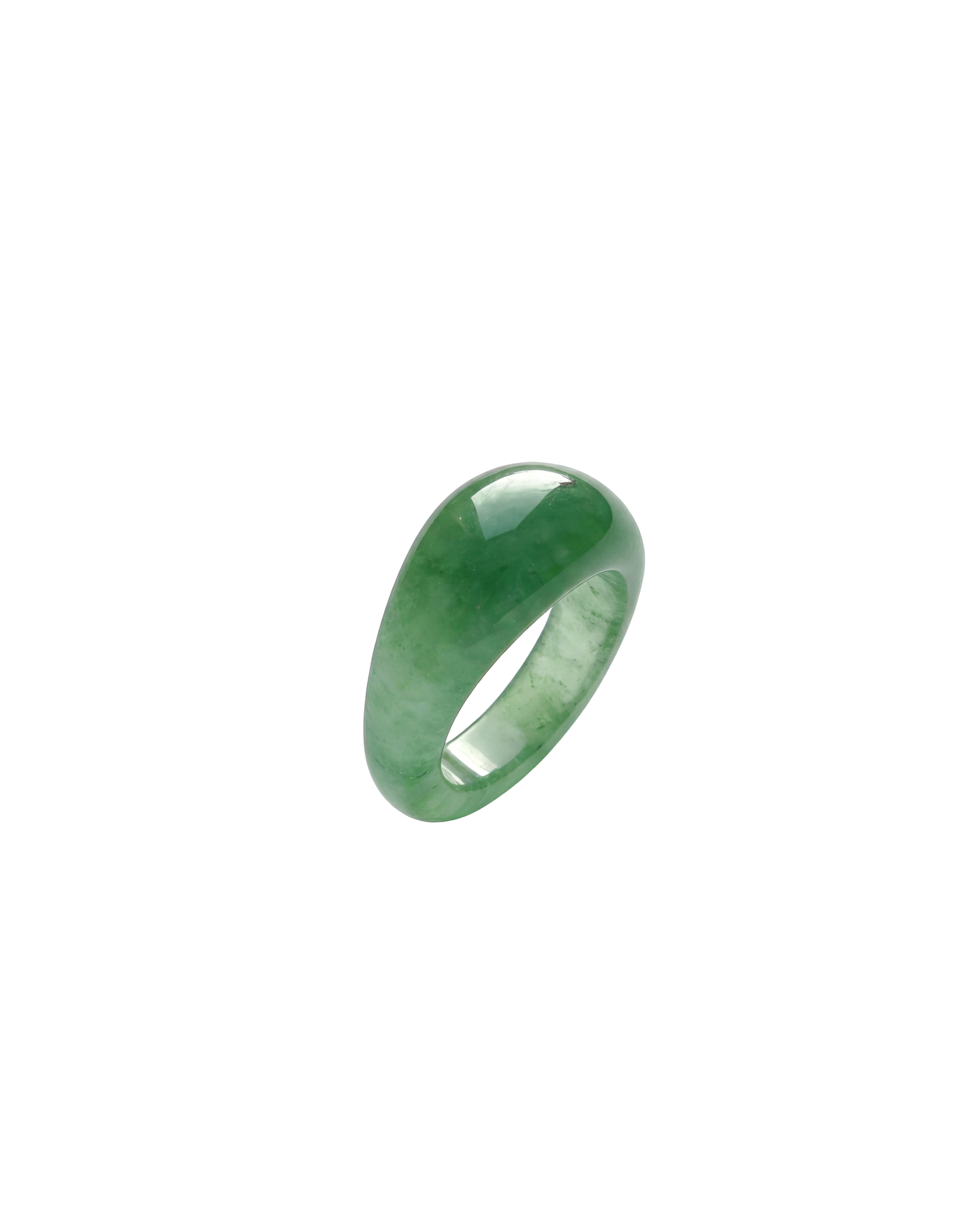 seree Thin Dome — Green Jade Stone Signet Ring