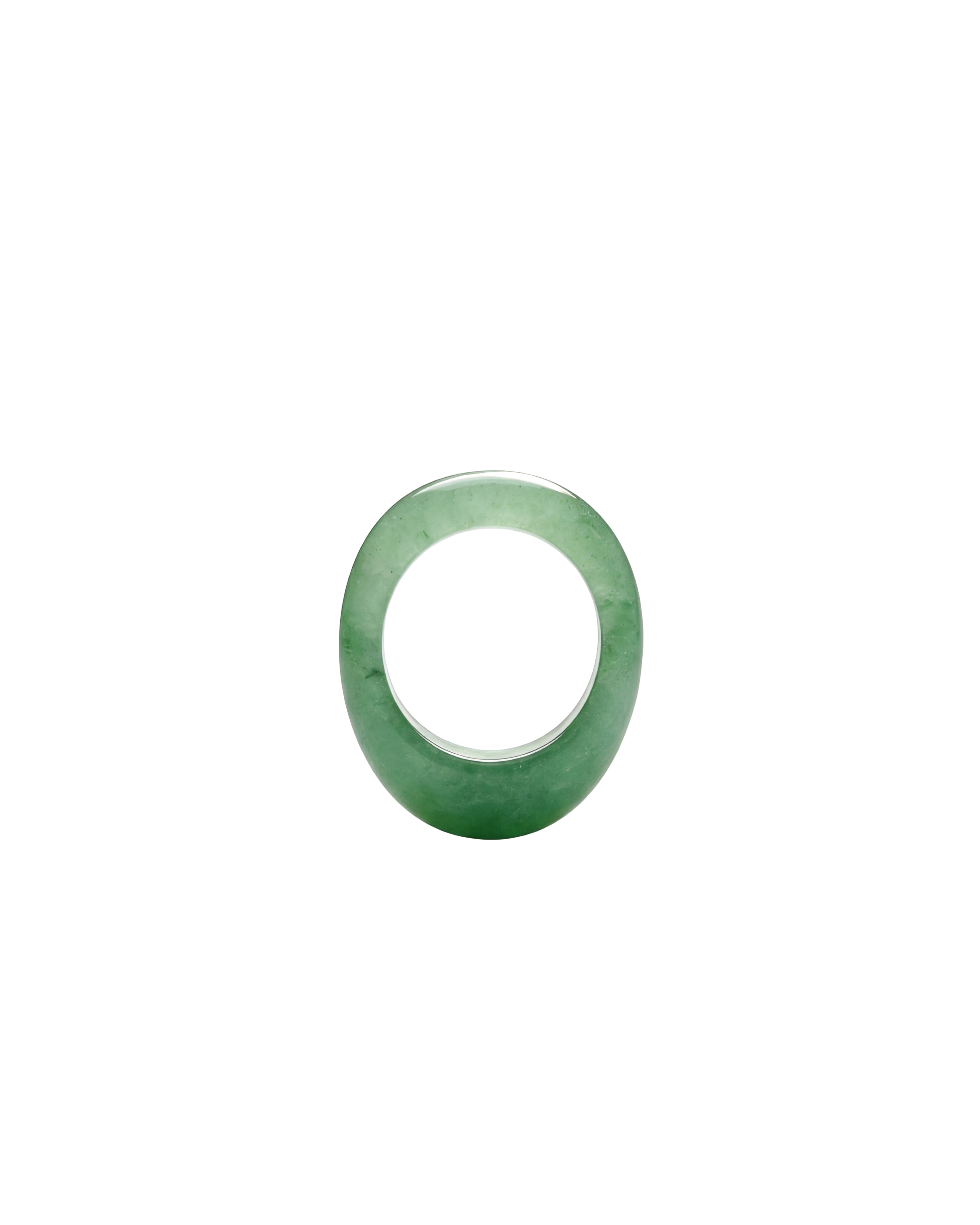 seree Thin Dome — Green Jade Stone Signet Ring