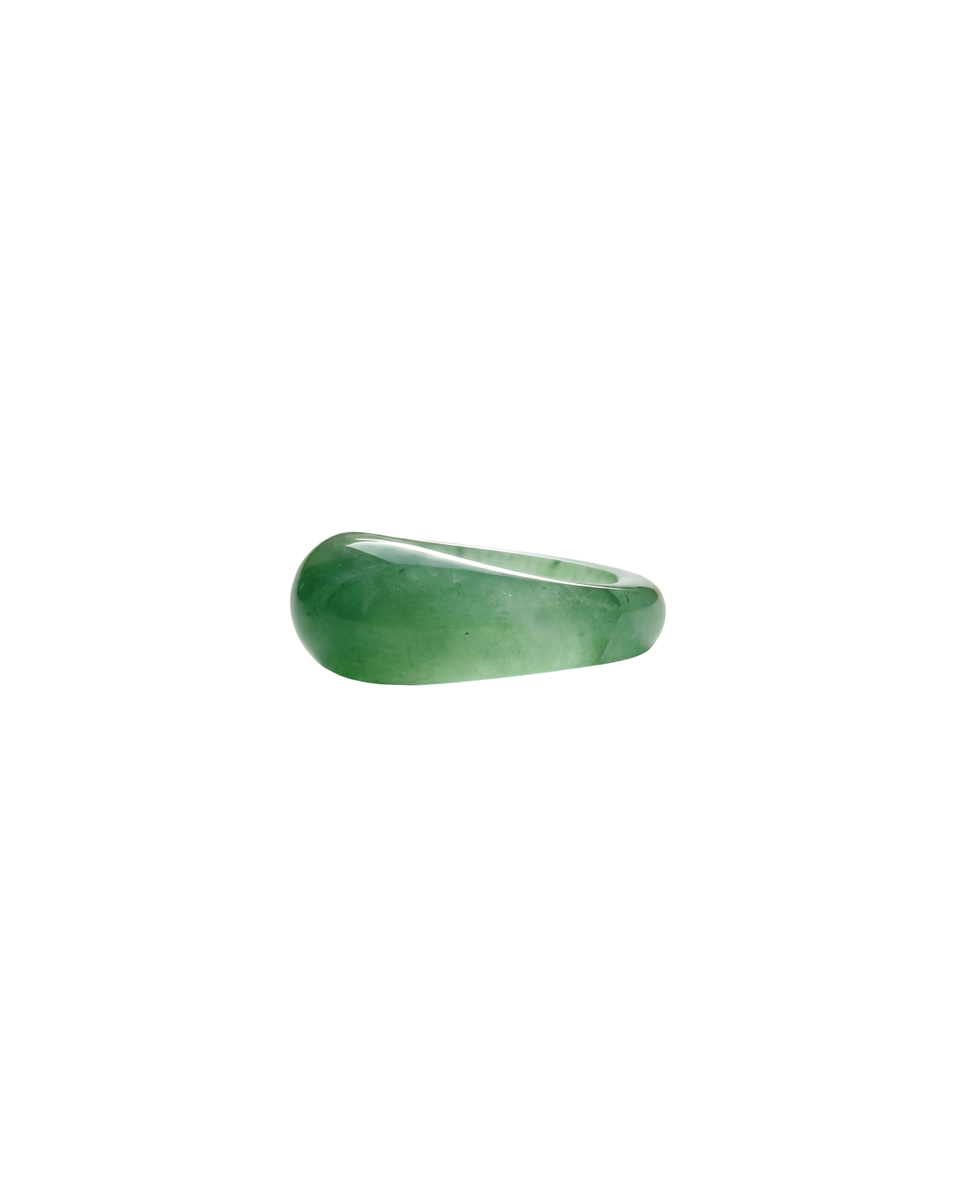 seree Thin Dome — Green Jade Stone Signet Ring