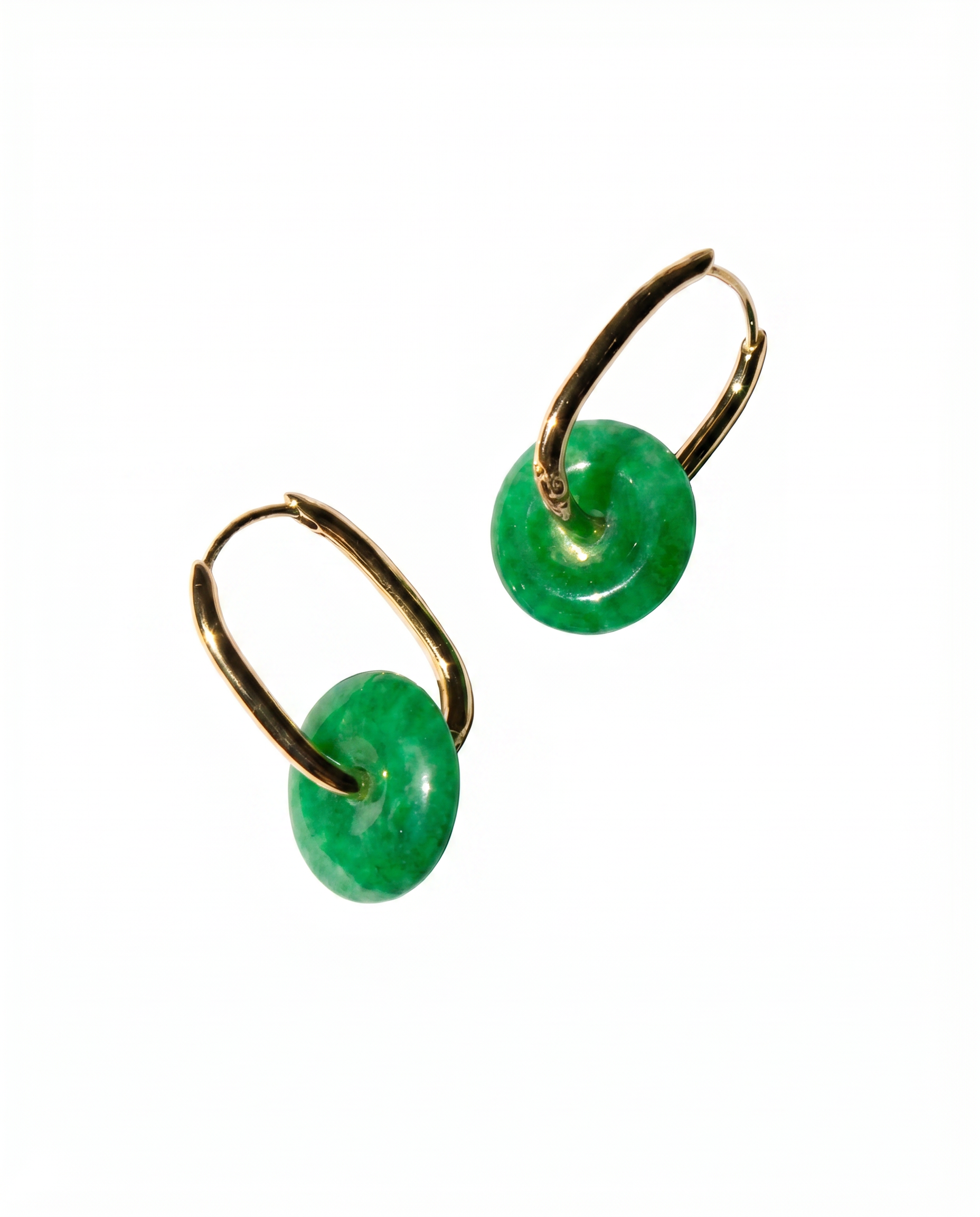 seree - Willow — Green Jade Stone Hoop Earrings