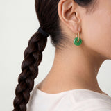 Willow — Green Jade Stone Hoop Earrings