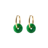 seree - Willow — Green Jade Stone Hoop Earrings