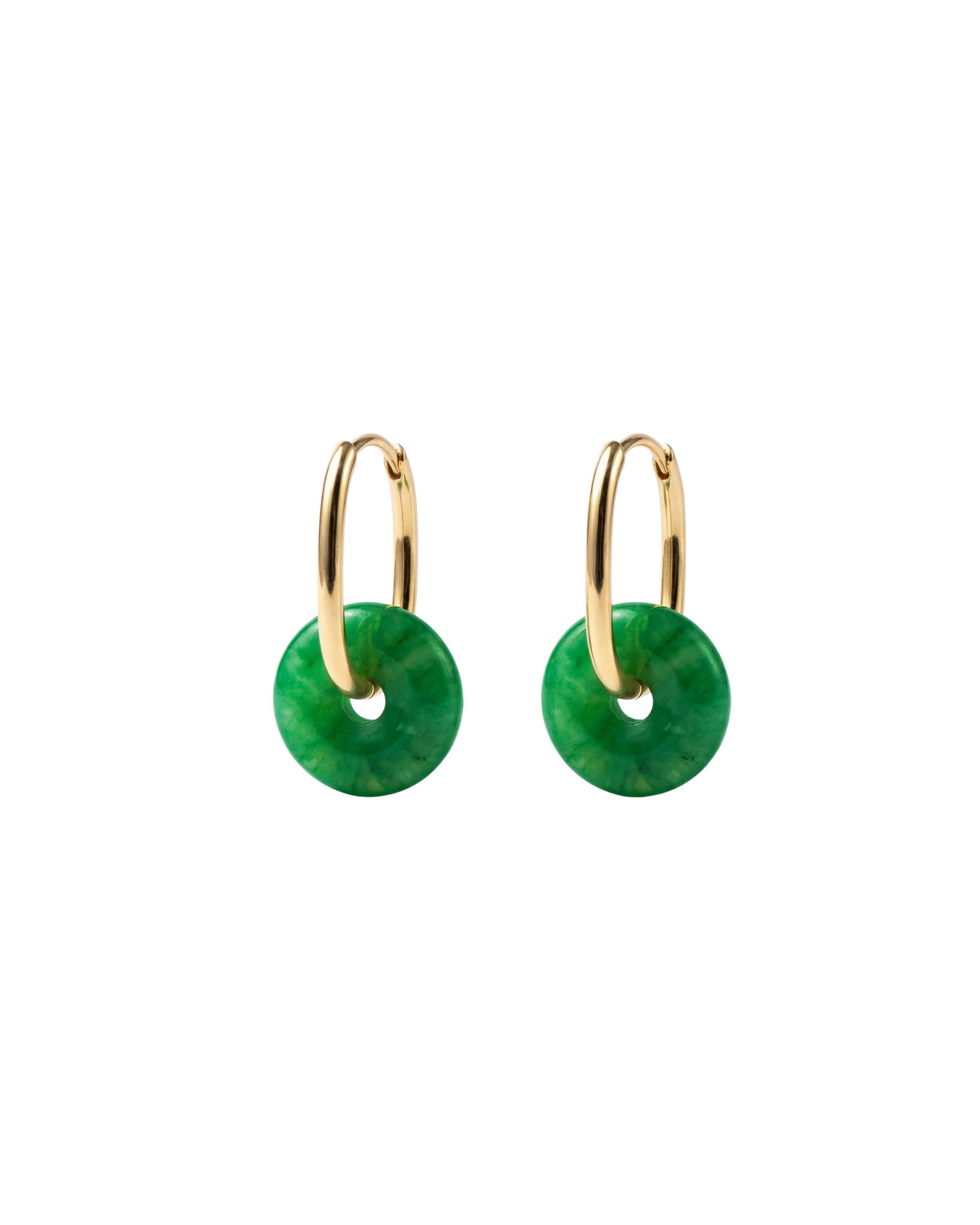 seree - Willow — Green Jade Stone Hoop Earrings