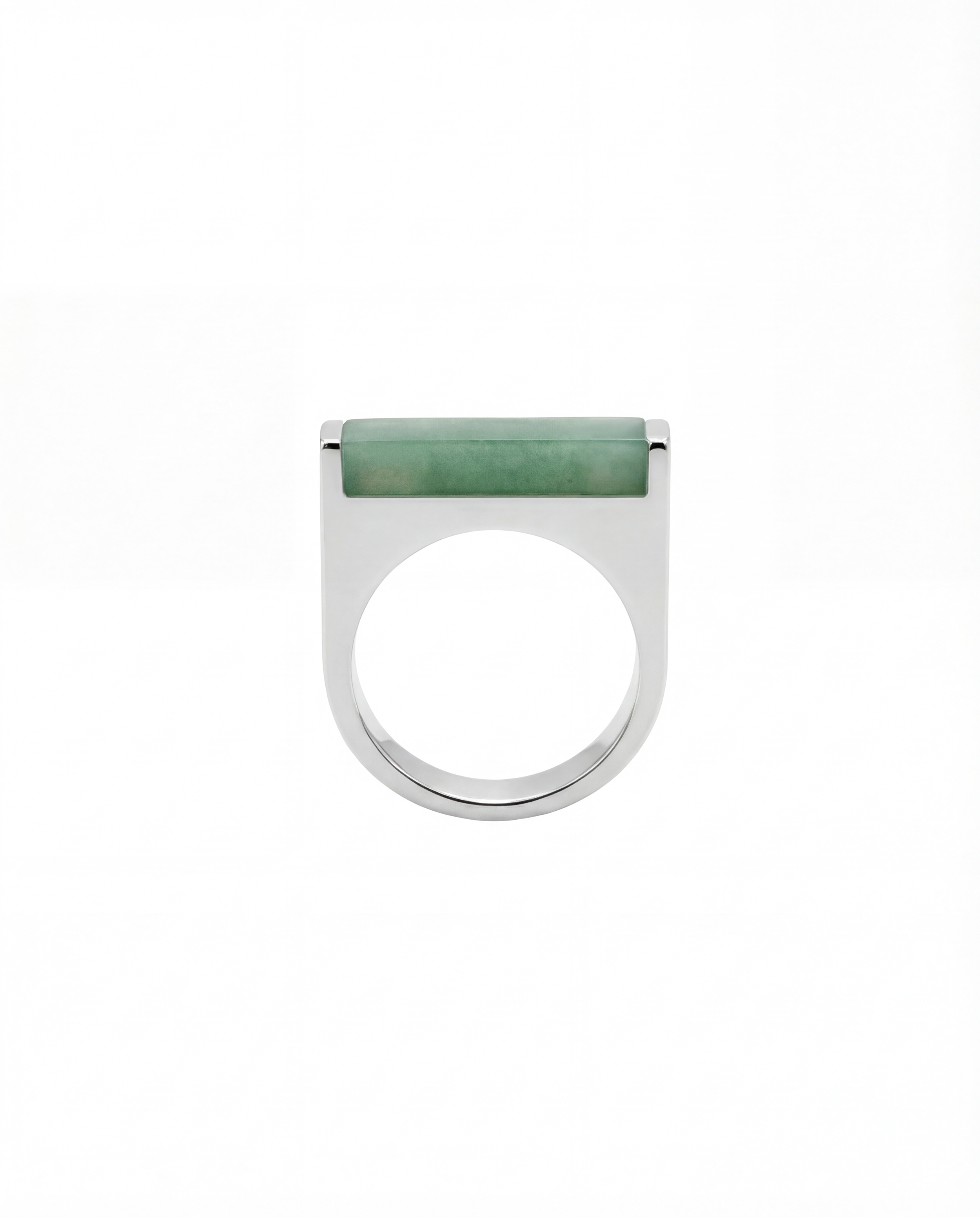 Year of the Horse — Light Green Jade Stone Saddle Ring