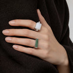 seree Year of the Horse — Green Jade Stone Saddle Ring