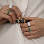 seree Year of the Horse — Green Jade Stone Saddle Ring