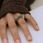 seree Year of the Horse — Green Jade Stone Saddle Ring