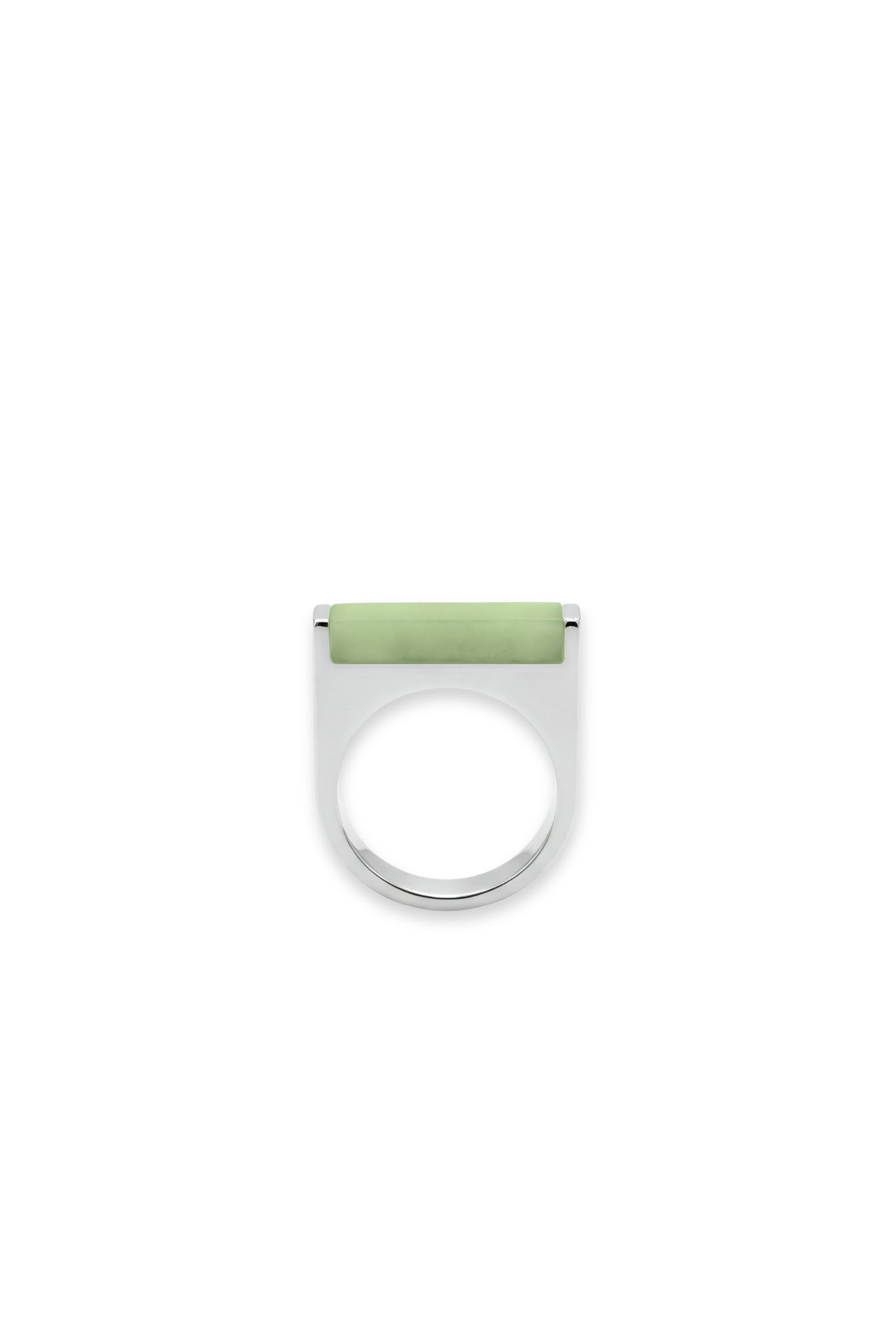 Year of the Horse — Light Green Jade Stone Saddle Ring