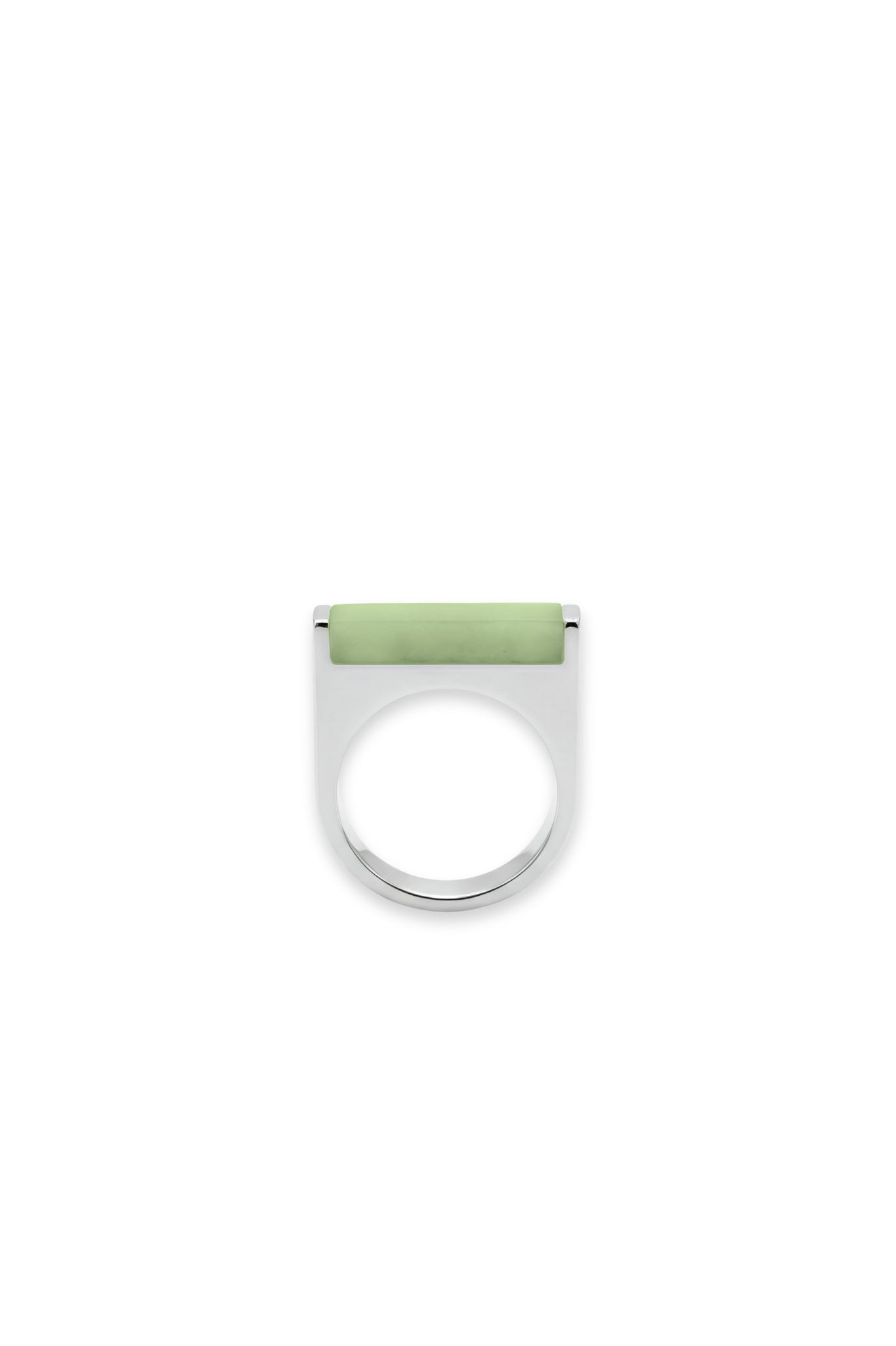Year of the Horse — Light Green Jade Stone Saddle Ring