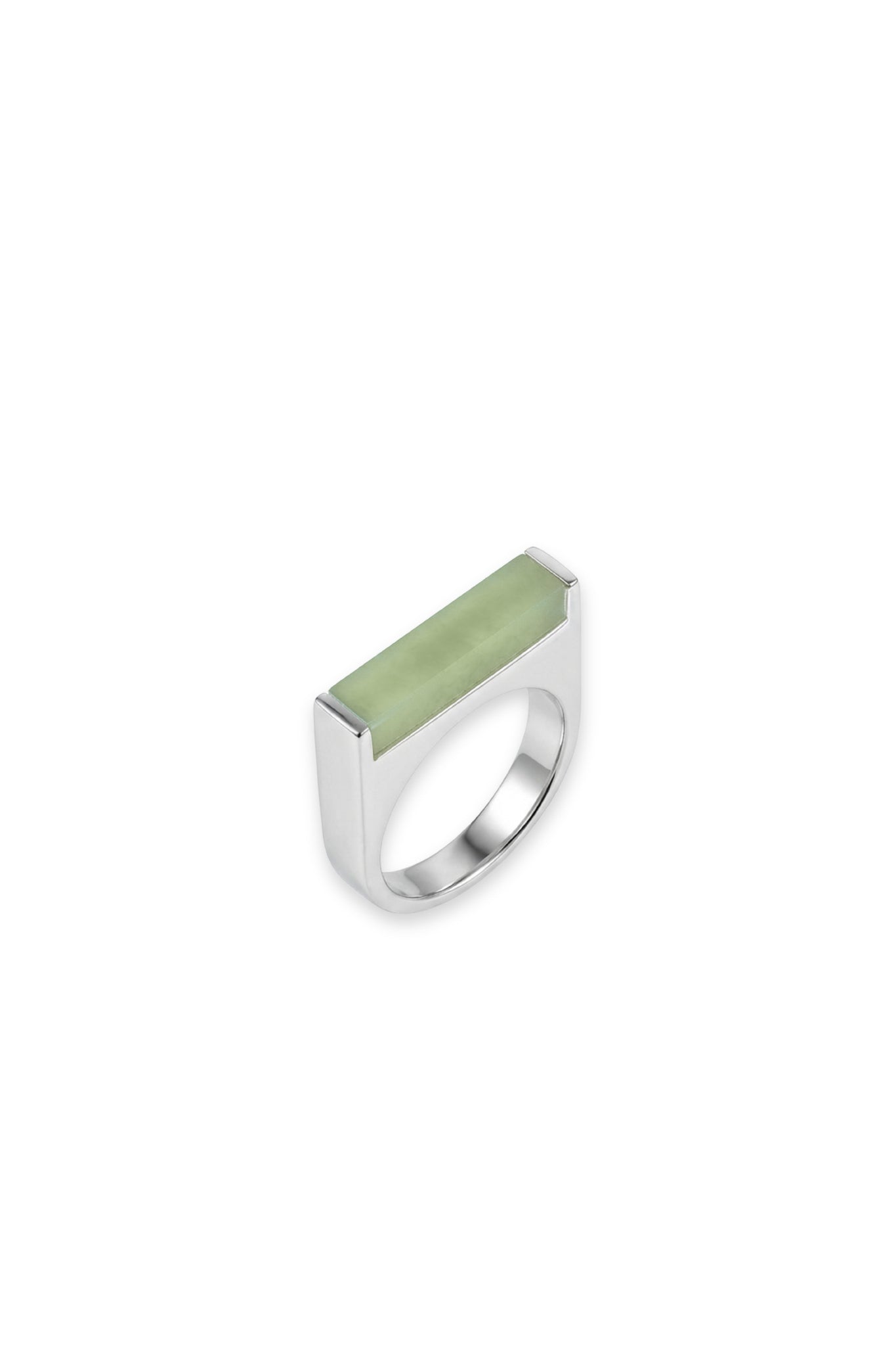 Year of the Horse — Light Green Jade Stone Saddle Ring
