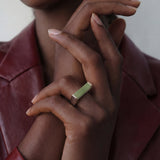 Year of the Horse — Light Green Jade Stone Saddle Ring