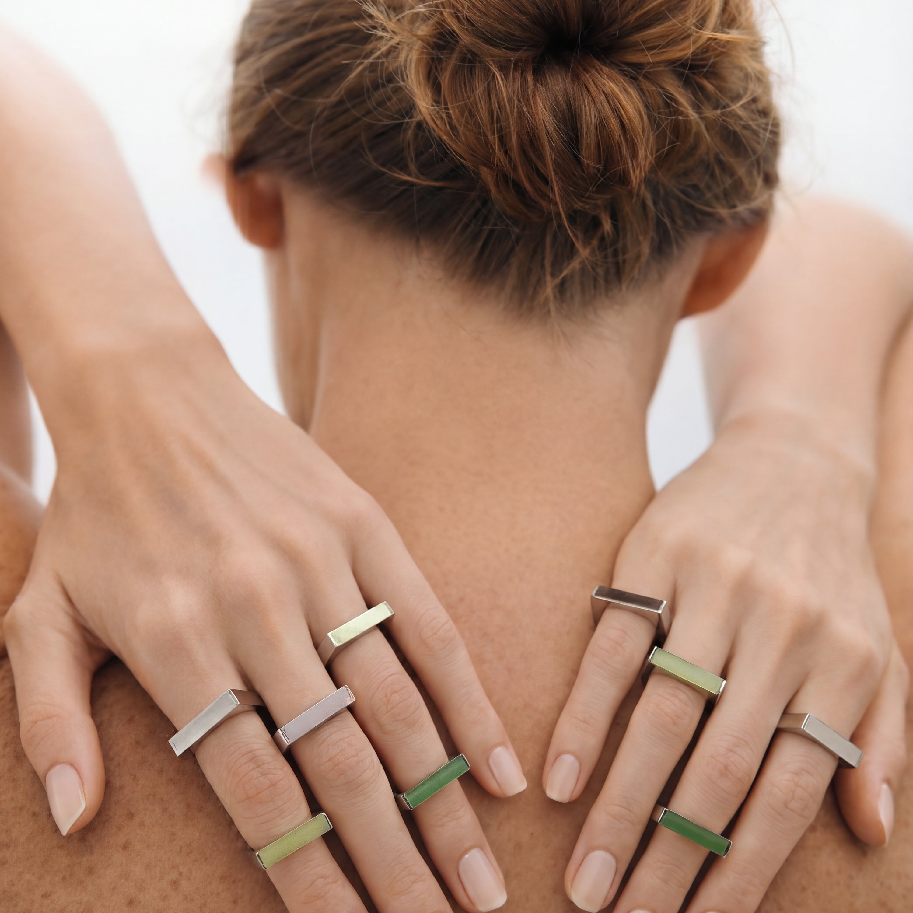 Year of the Horse — Light Green Jade Stone Saddle Ring