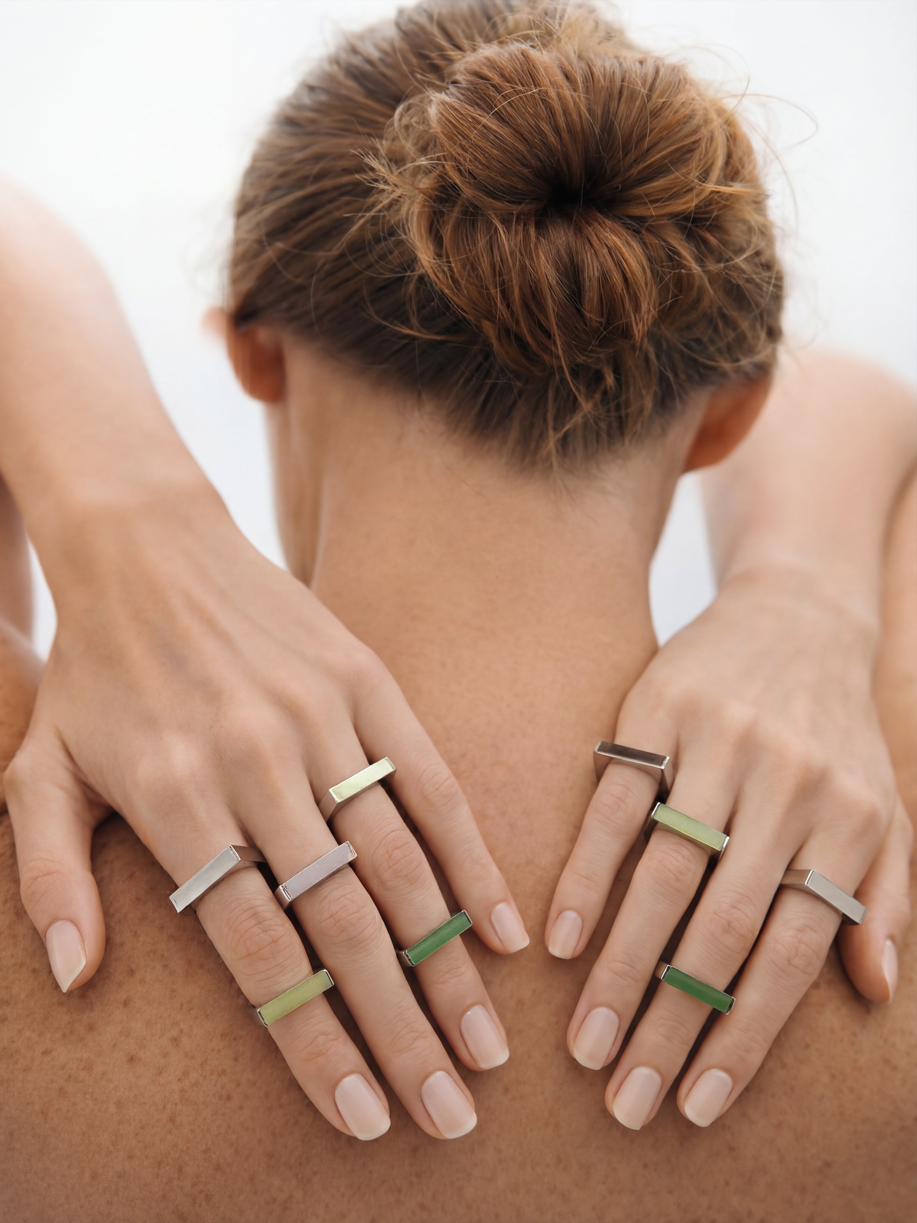 Year of the Horse — Light Green Jade Stone Saddle Ring