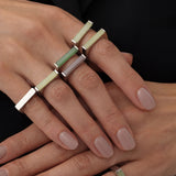 Year of the Horse — Light Green Jade Stone Saddle Ring