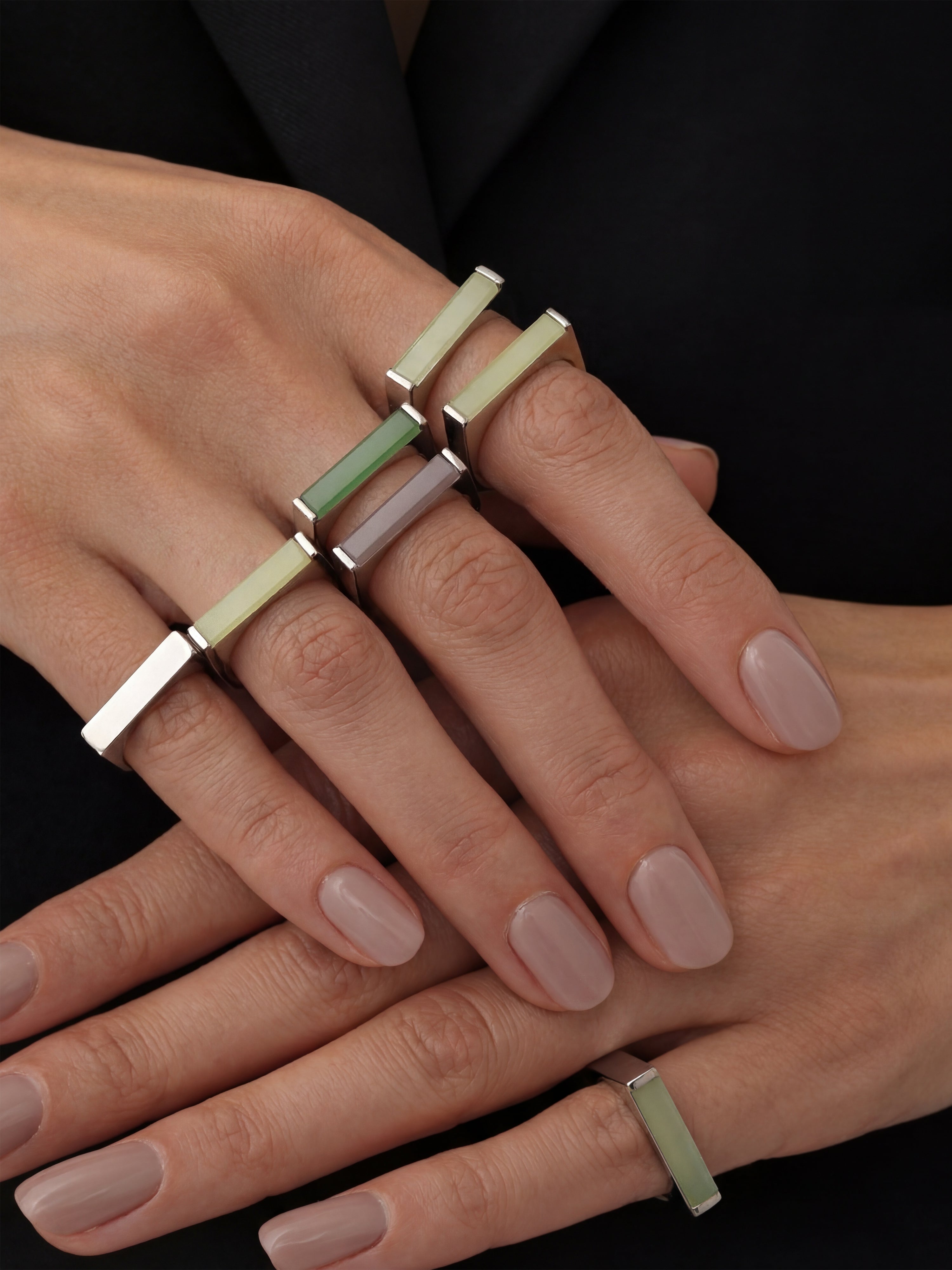 Year of the Horse — Light Green Jade Stone Saddle Ring