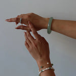 seree - Smoke — Opaque Green Jade Stone Bangle