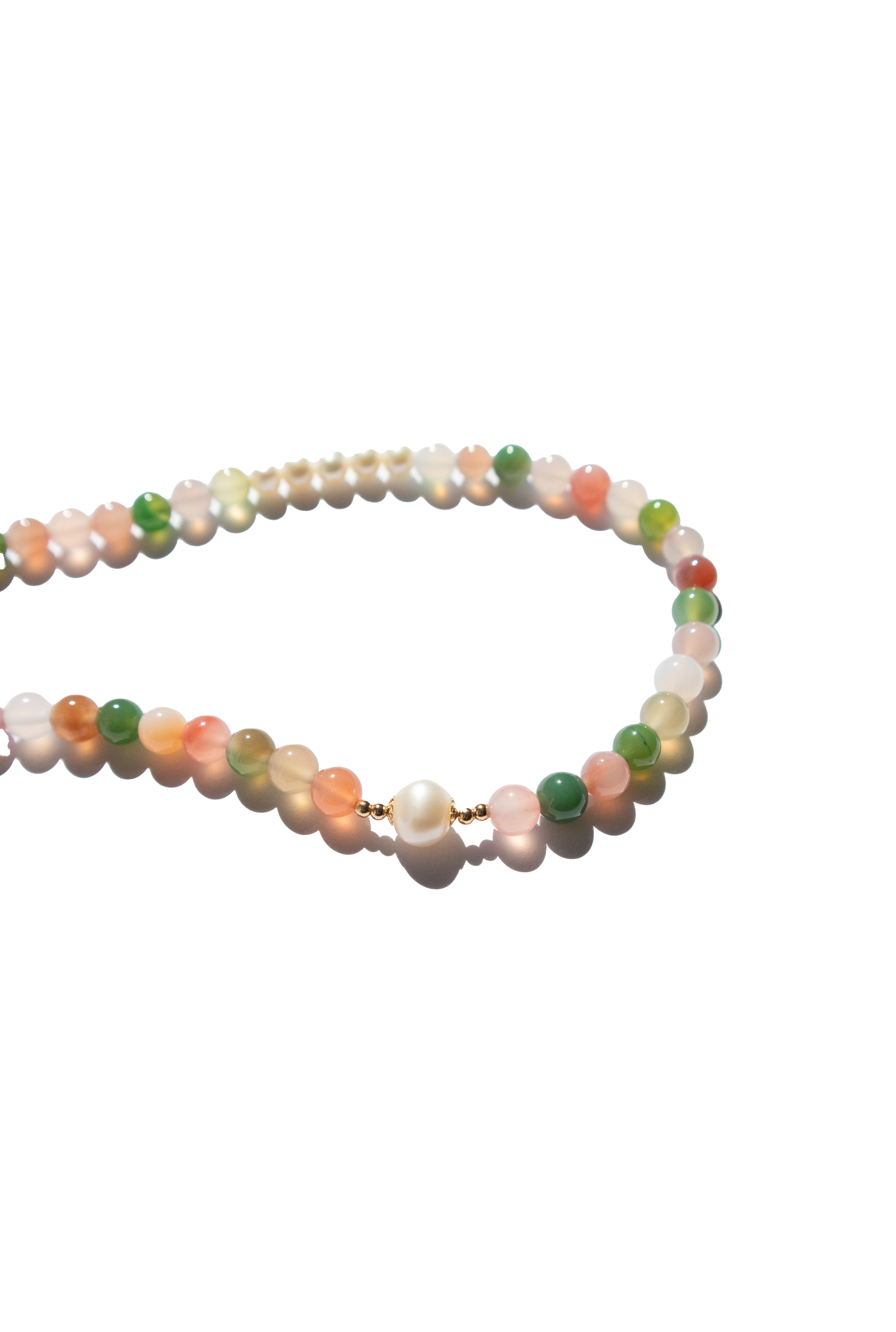 seree - Summer — Beaded Gemstone & Pearl Choker Necklace