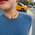 seree - Summer — Beaded Gemstone & Pearl Choker Necklace