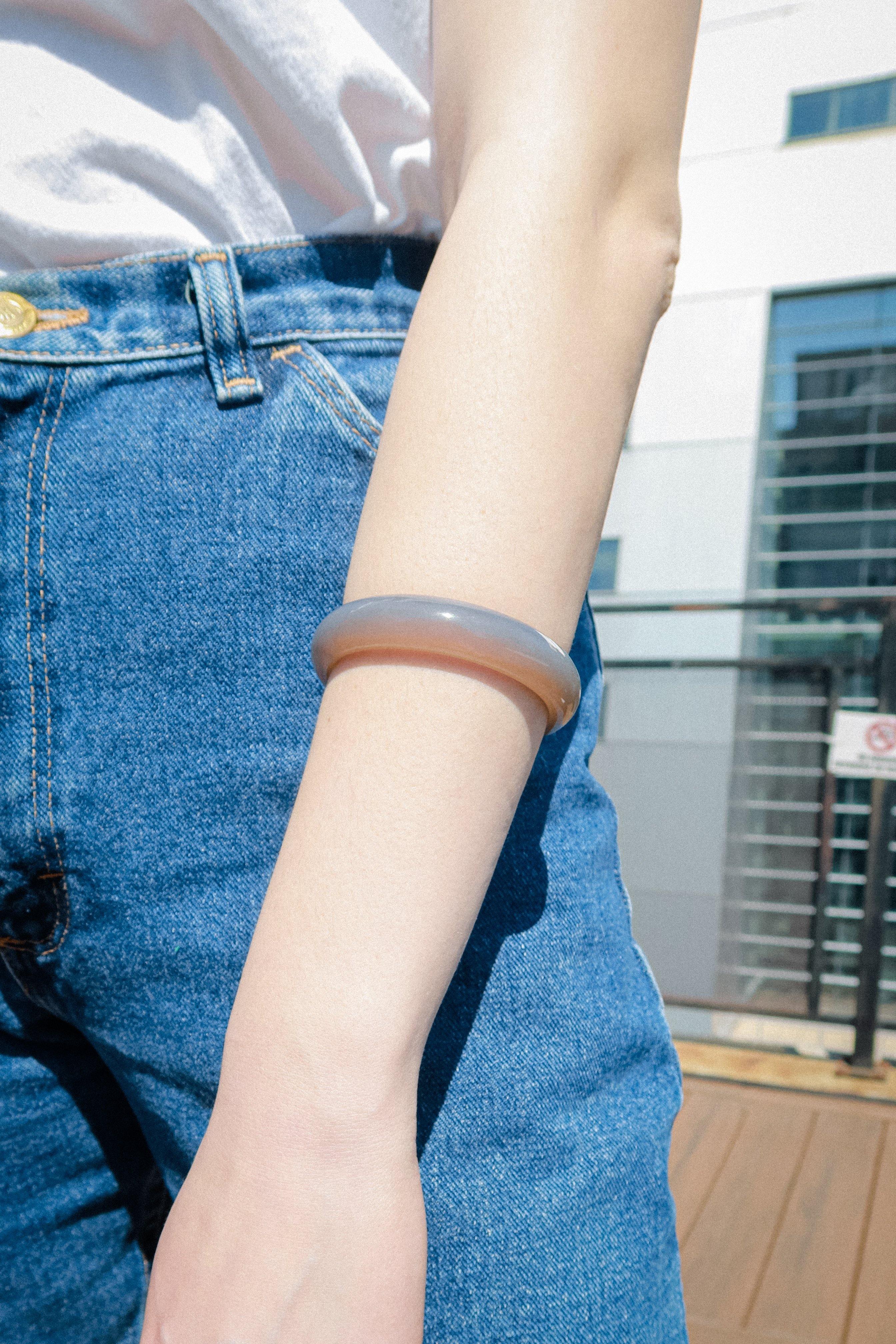 Moon — Purple jade stone bangle - seree