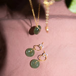 seree - Coin — Green Jade Hollow Earrings