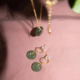 seree - Coin — Green Jade Hollow Earrings