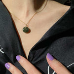seree - Coin — Green Jade Hollow Necklace