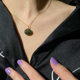 seree - Coin — Green Jade Hollow Necklace