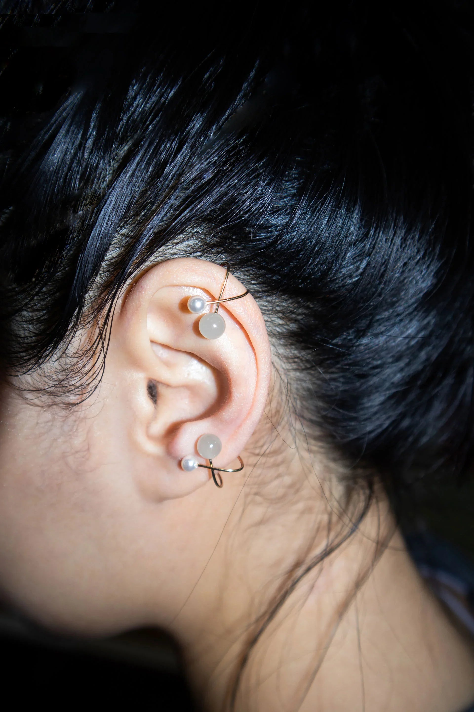 seree - Colette — Jade and Pearl Ear Cuffs