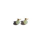 seree - Esther — Green Jade and Zircon Stud Earrings