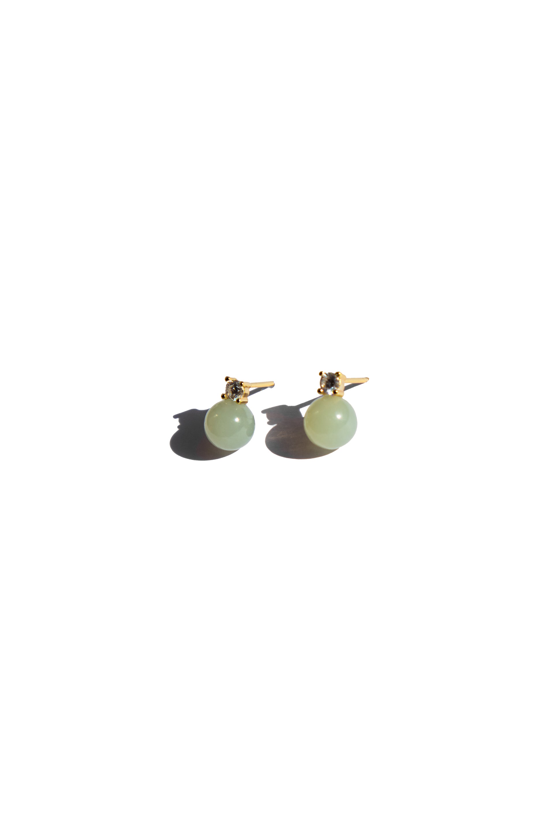 seree - Esther — Green Jade and Zircon Stud Earrings