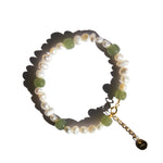 seree - Isabelle — Pearl and Green Jade Bracelet