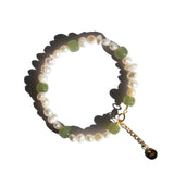 seree - Isabelle — Pearl and Green Jade Bracelet