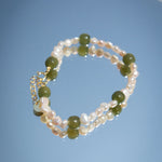 seree - Isabelle — Pearl and Green Jade Bracelet