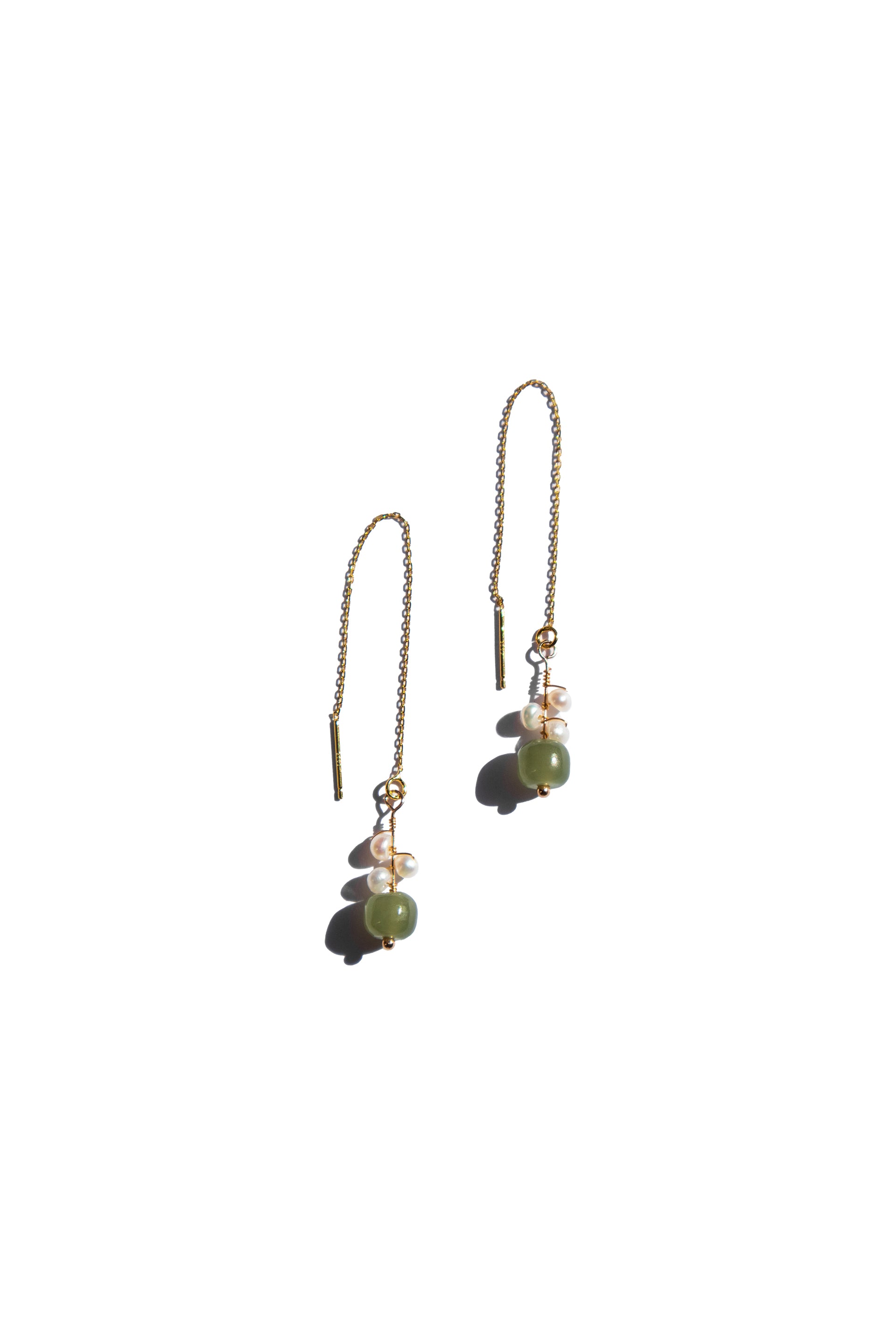 seree - Madeleine — Jade and Freshwater Pearl Drop Earrings
