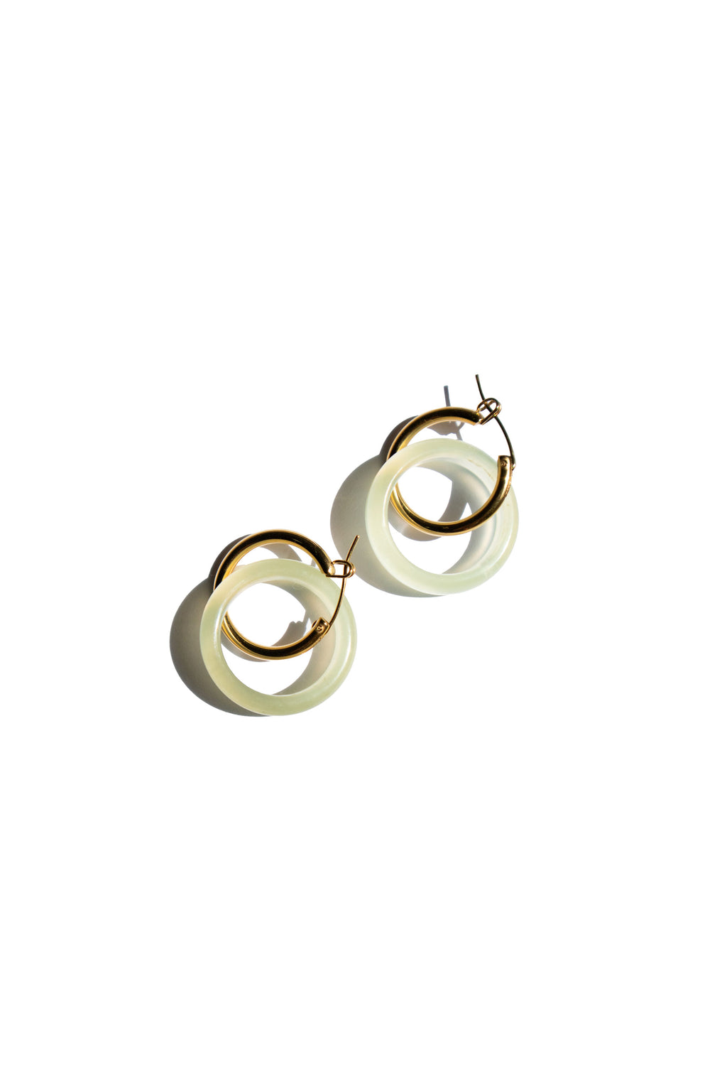 Amelie skinny — Green jade stone hoop earrings | seree