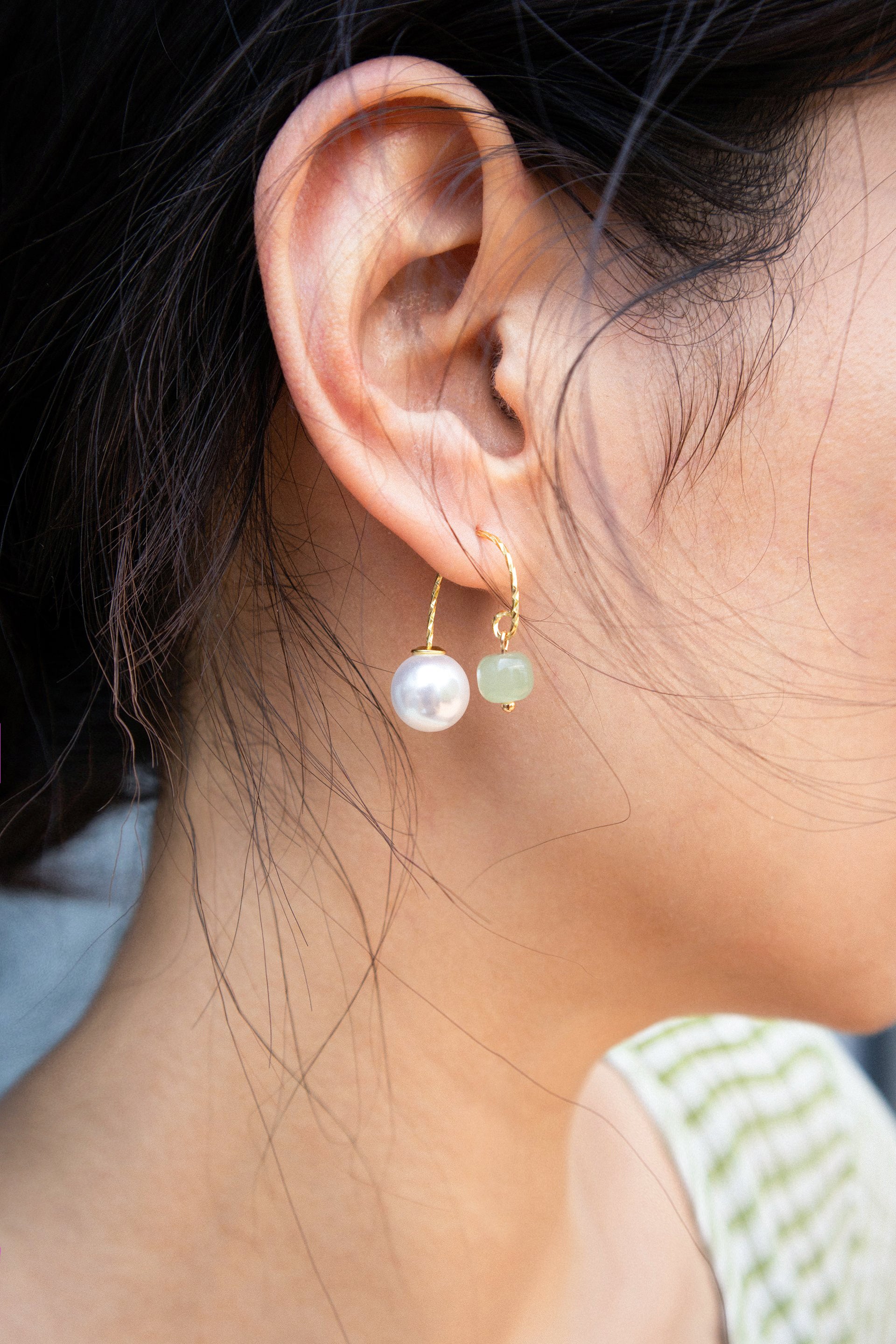 seree - Ana — Pearl Jade Thread Earrings