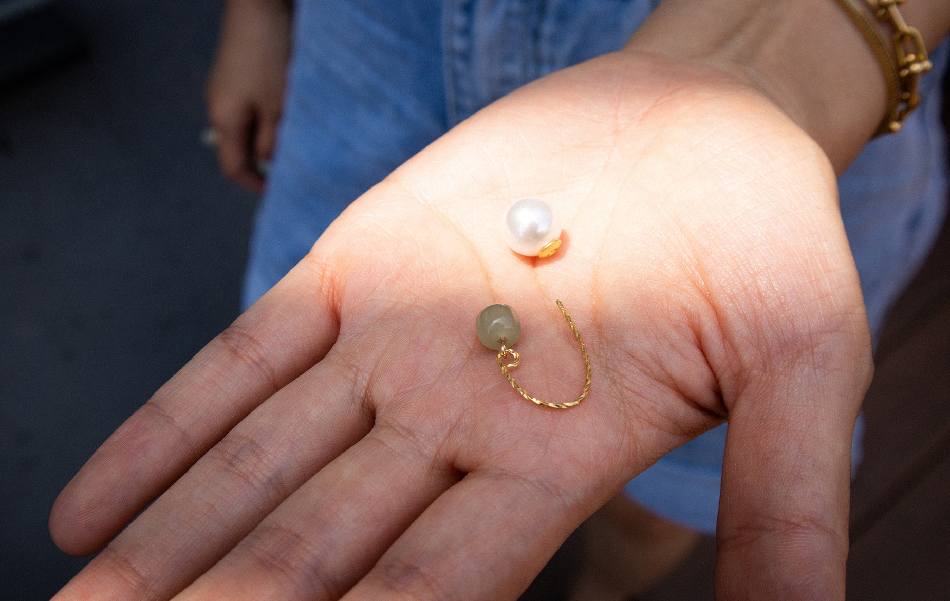 seree - Ana — Pearl Jade Thread Earrings