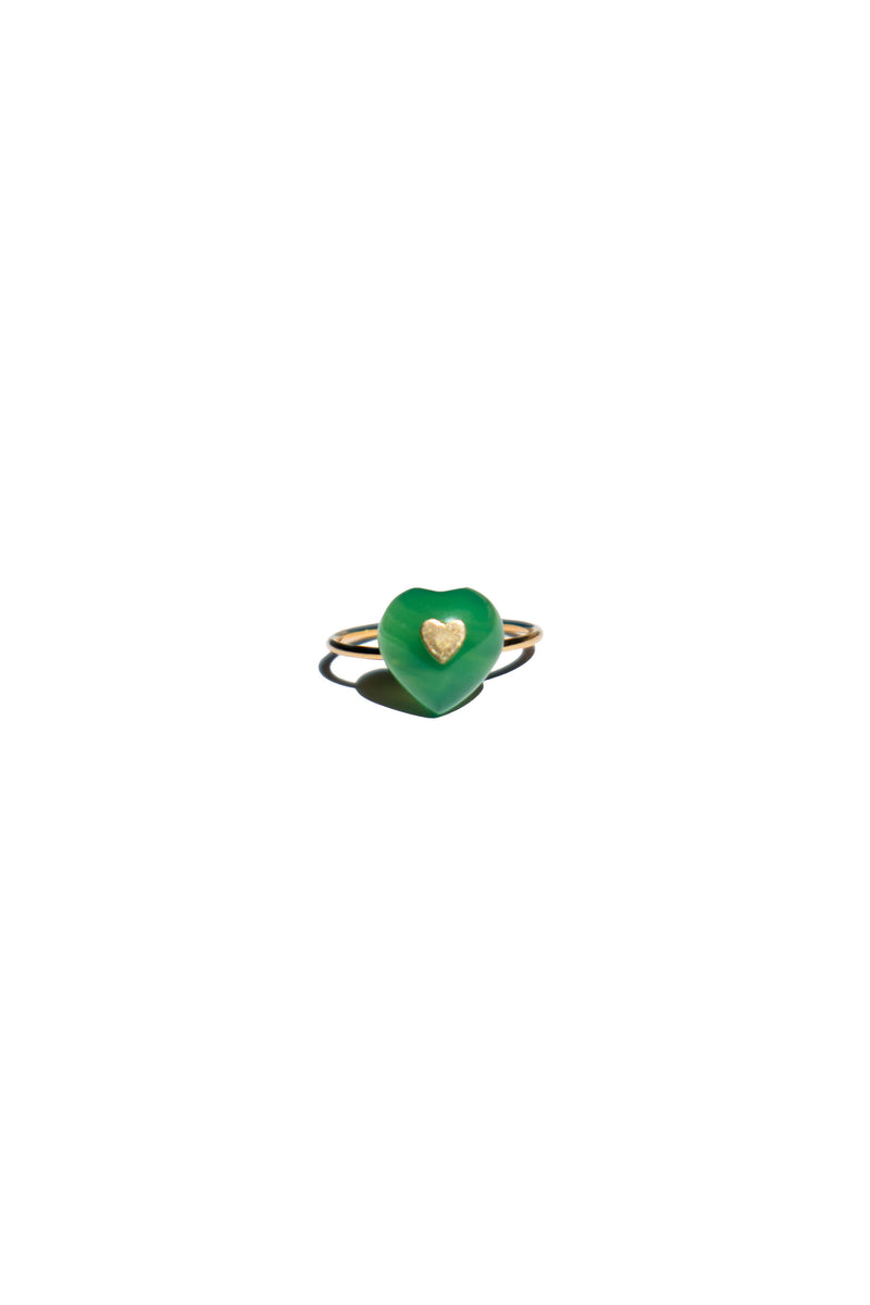 Green heart — Jade stone skinny ring