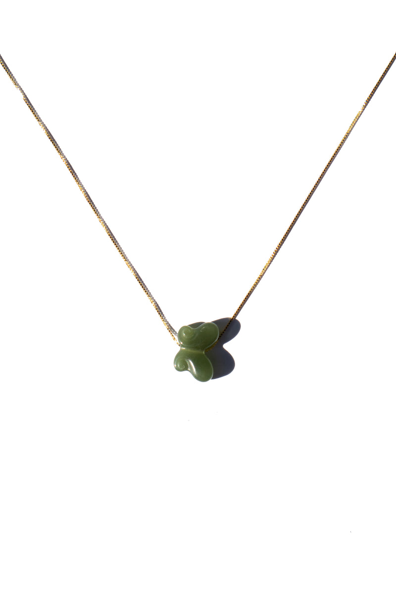 Butterfly — Green jade pendant necklace