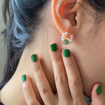 Isa — Beaded pearl jade hoop earrings - seree