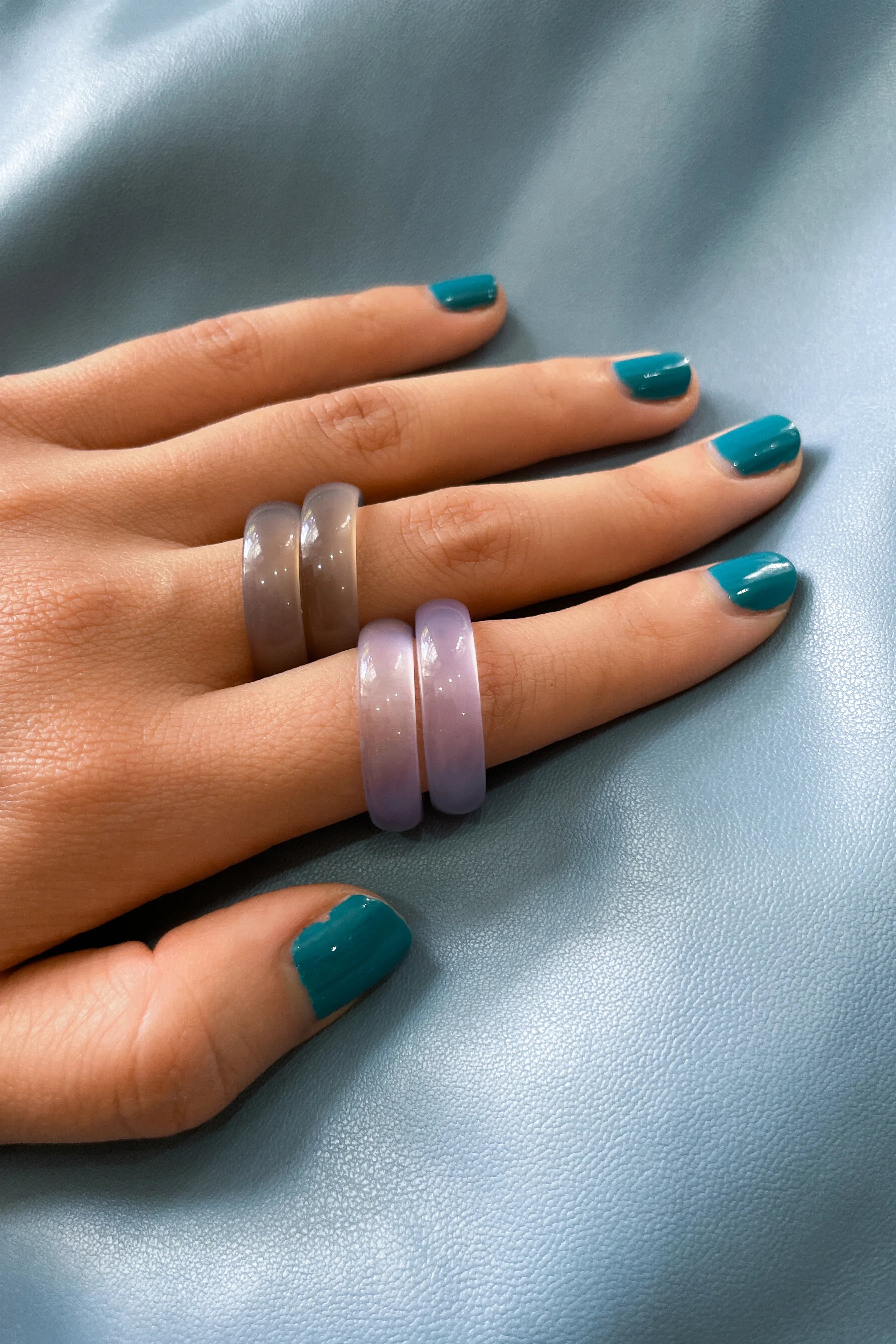 seree - Mist — Grey Purple Jade Stone Ring
