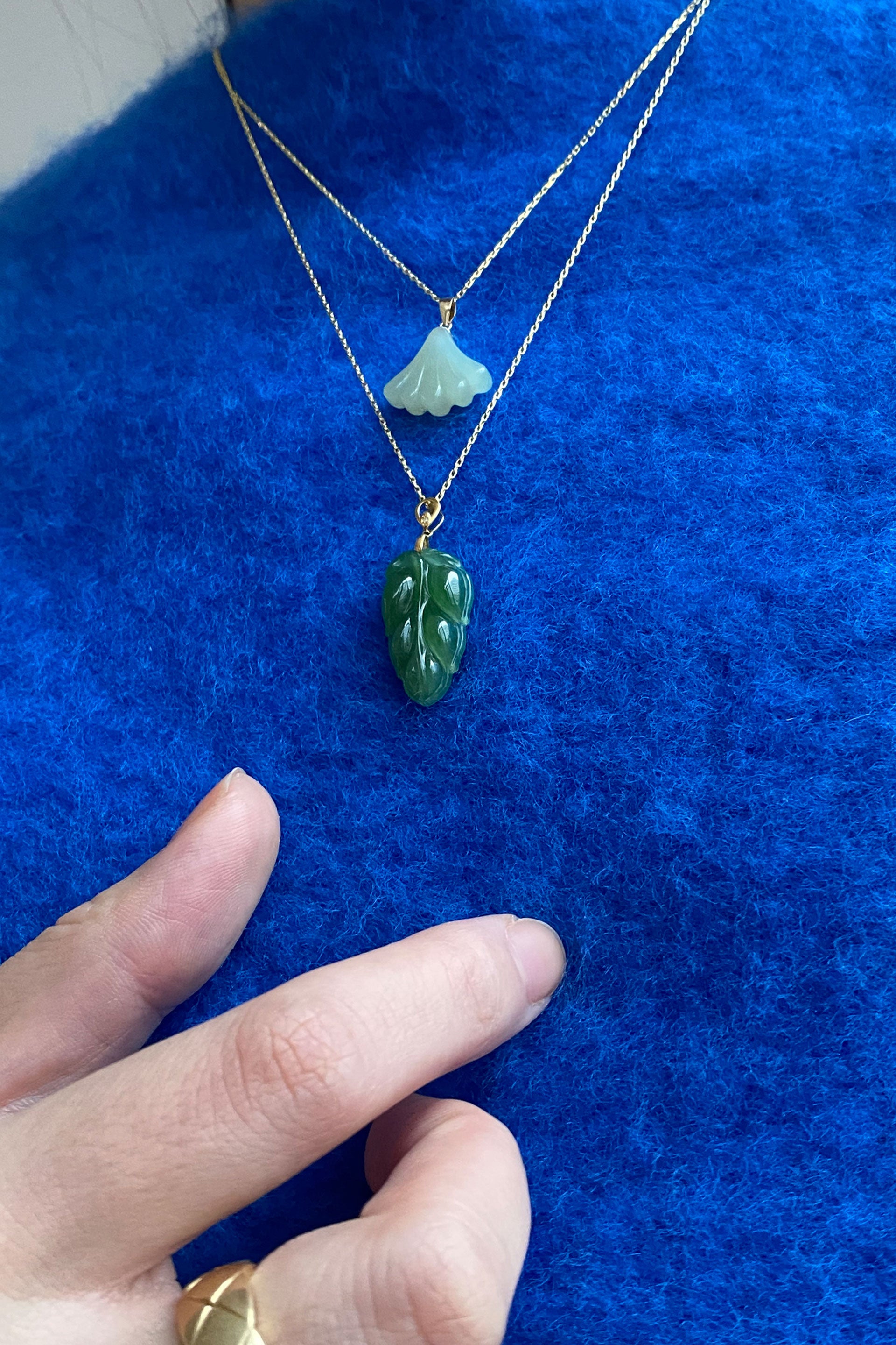 Ginkgo Leaf — Light green jade necklace