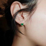 seree - Park — Green Jade Square Stud Earrings