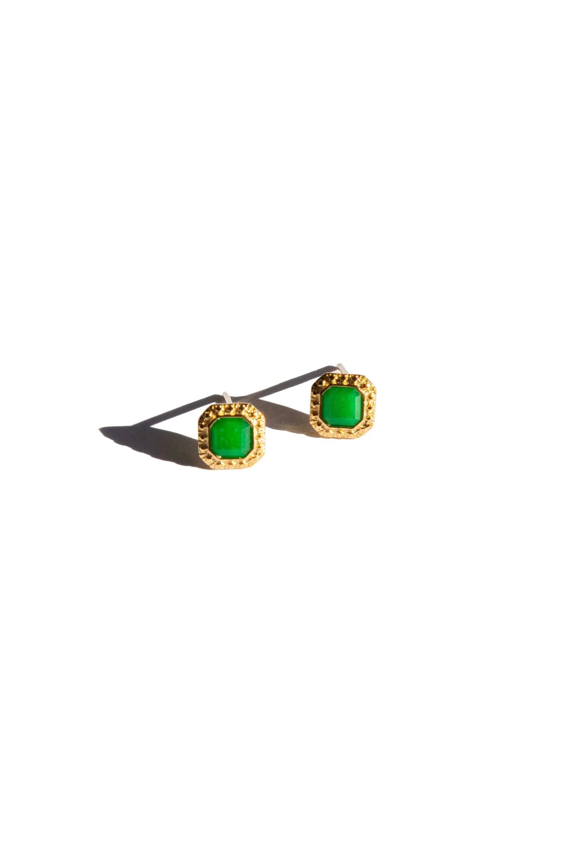 seree - Park — Green Jade Square Stud Earrings