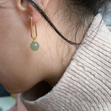 seree - Pin — Green Jade Bead Gold Earrings