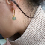Pin — Green jade bead gold earrings - seree