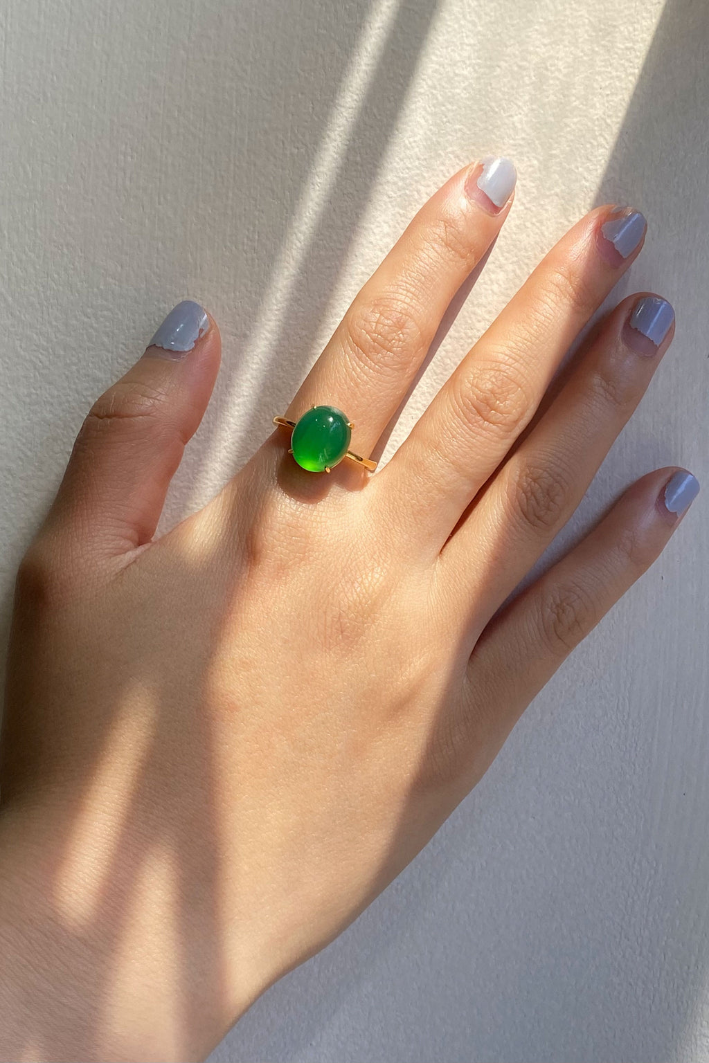 Gold ring with jade stone hotsell