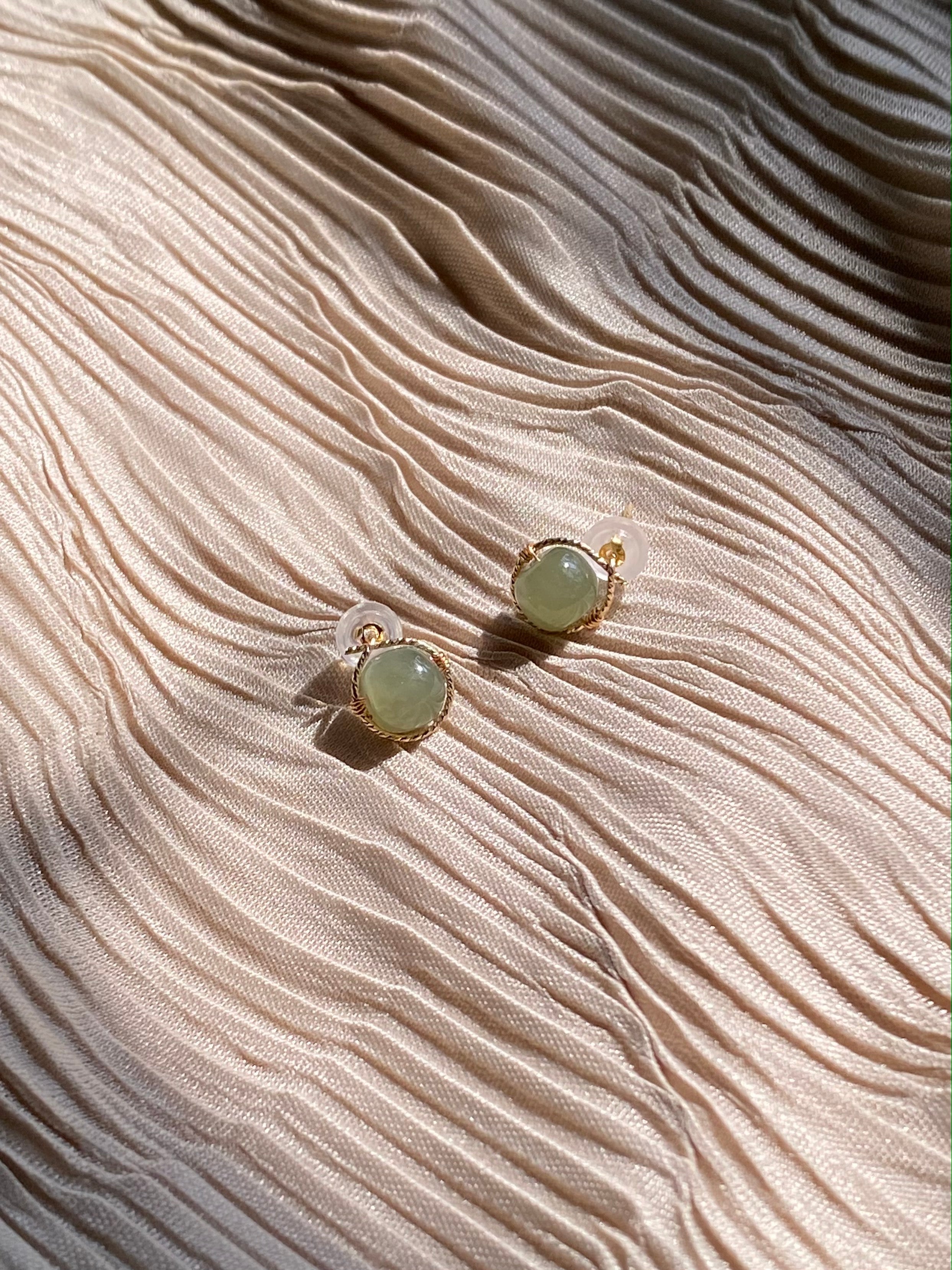seree - Sydney — Green Jade Bead Stud Earrings