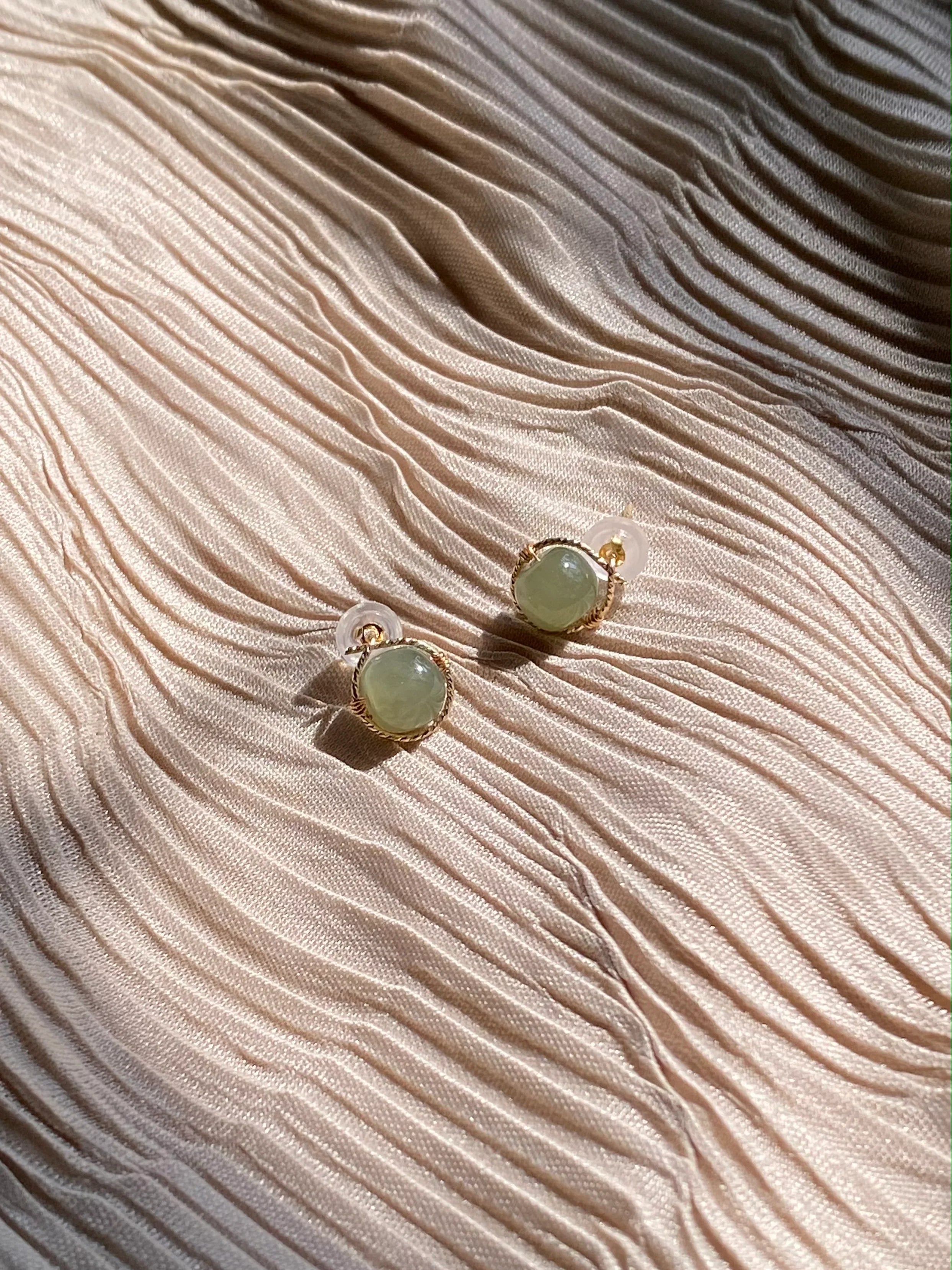 seree - Sydney — Green Jade Bead Stud Earrings